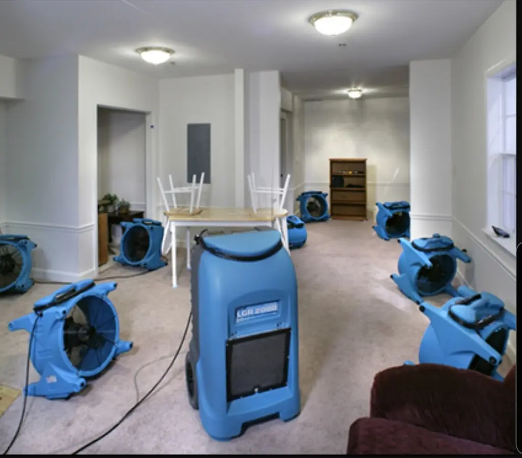 Air movers and dehumidifier setup for Water Extraction & Removal in Half Moon Bay