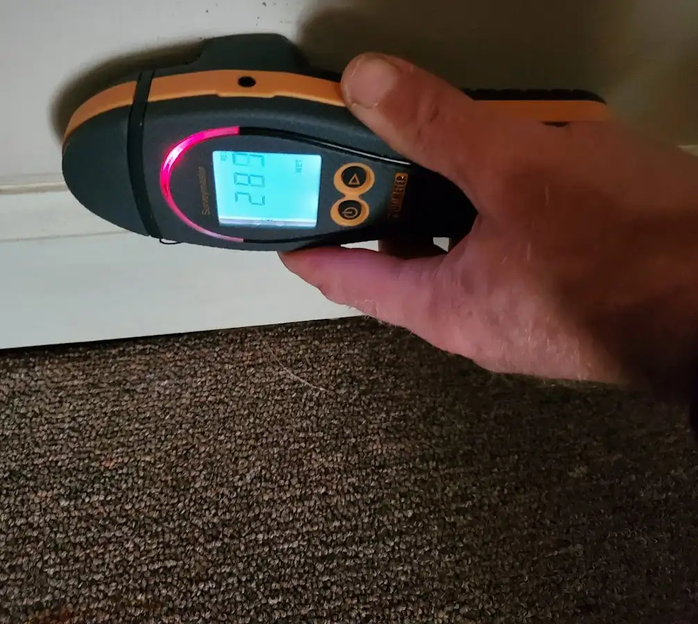 Moisture detection at baseboard during Mold Inspection & Testing in Half Moon Bay